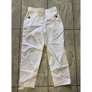 J Crew Pants Womens 4P White Linen Blend Pull On High Rise Cropped Elastic Waist